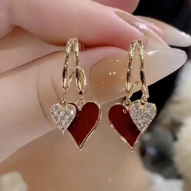 Women’s 18K Gold Plated Hoop Earrings with Crystal Drop – Elegant Fashion Jewelry